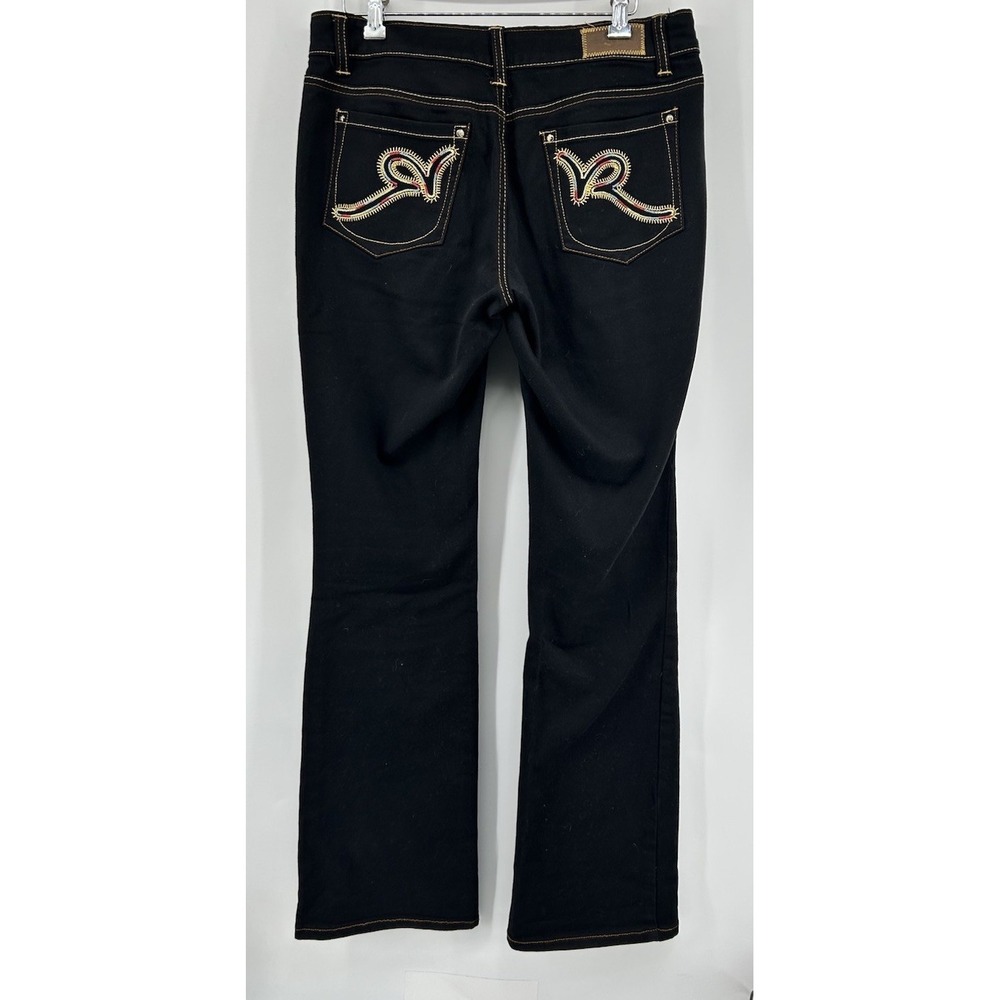 Vintage Rocawear Women's Black Denim Bootcut Jeans Embroidered Size 9